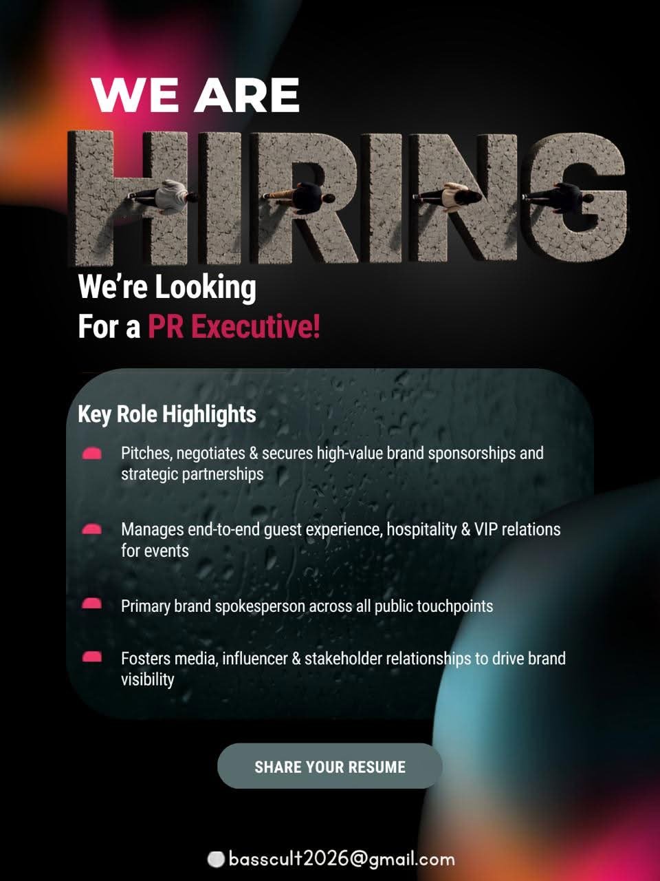 Hiring PR Executive graphic design